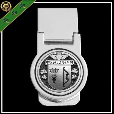 Maloney Irish Disk Coat of Arms Round Money Clip