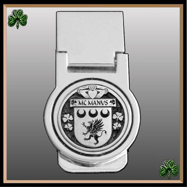 McManus Irish Disk Coat of Arms Round Money Clip