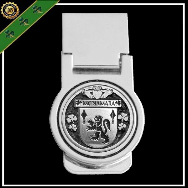 McNamara Irish Disk Coat of Arms Round Money Clip