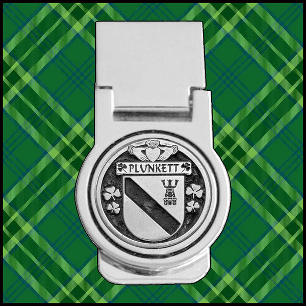 Plunkett Irish Disk Coat of Arms Round Money Clip