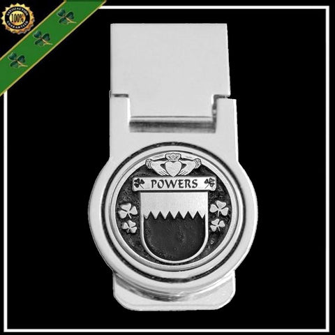 Powers Irish Disk Coat of Arms Round Money Clip