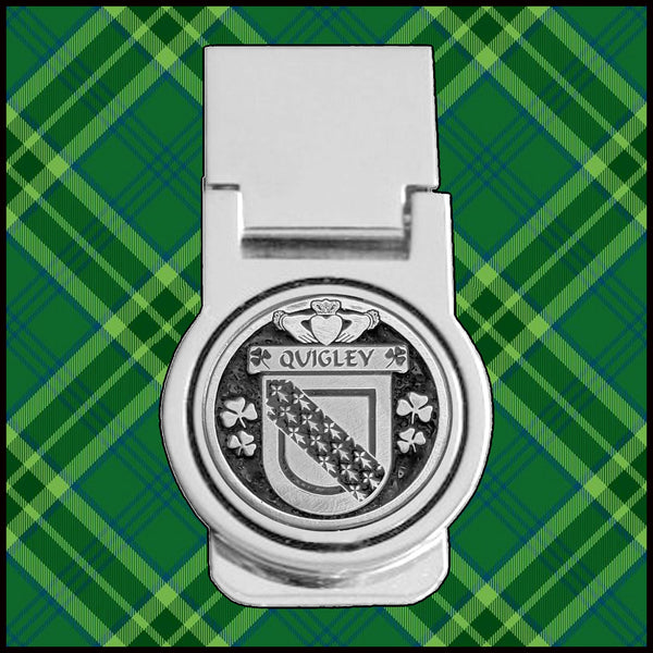 Quigley Irish Disk Coat of Arms Round Money Clip