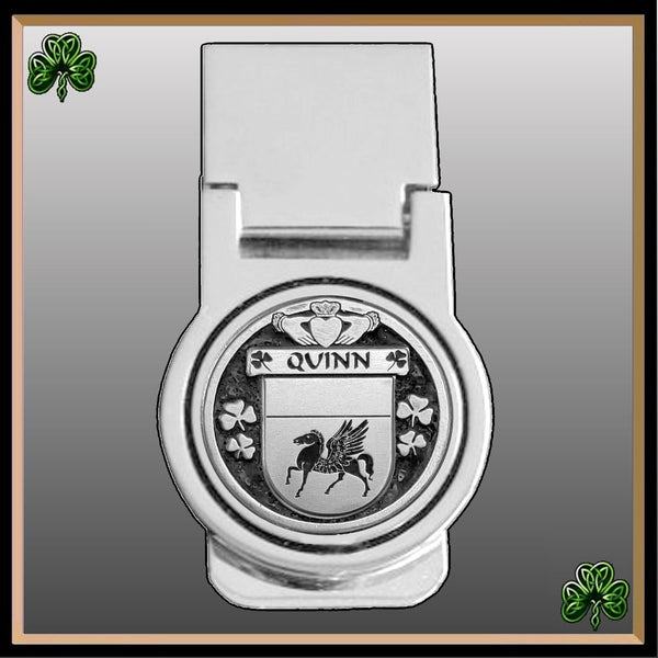 Quinn Irish Disk Coat of Arms Round Money Clip