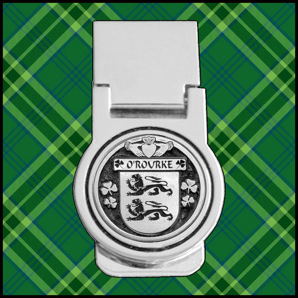 O'Rourke Irish Disk Coat of Arms Round Money Clip