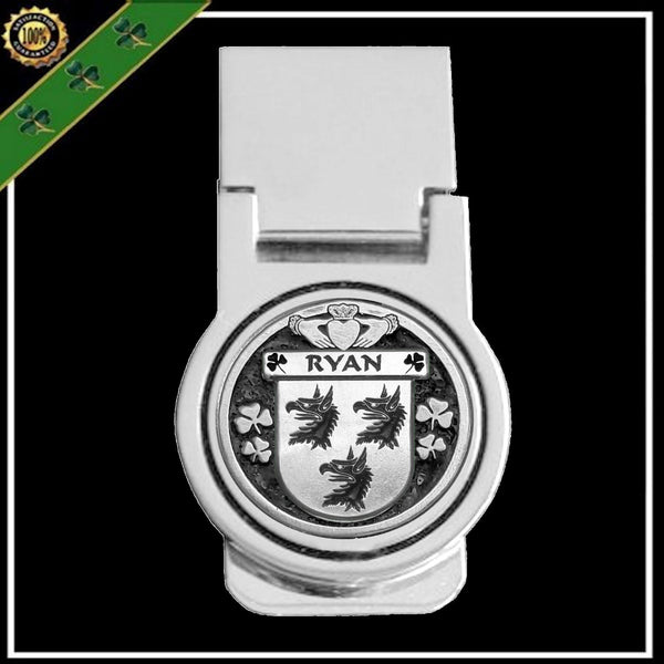 Ryan Irish Disk Coat of Arms Round Money Clip