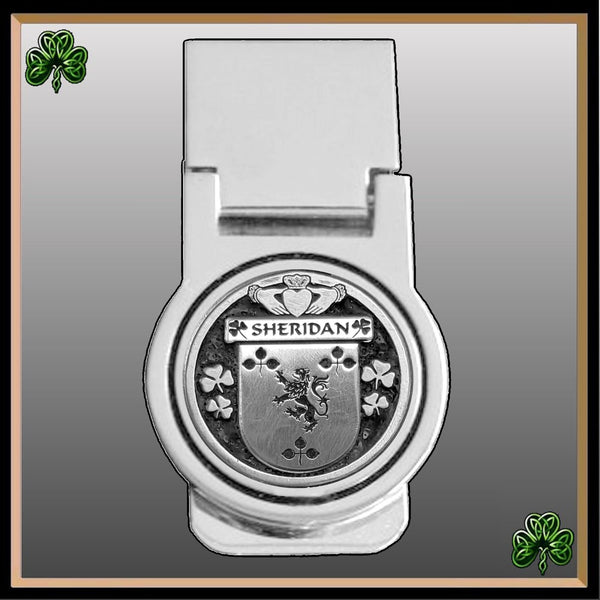 Sheridan Irish Disk Coat of Arms Round Money Clip