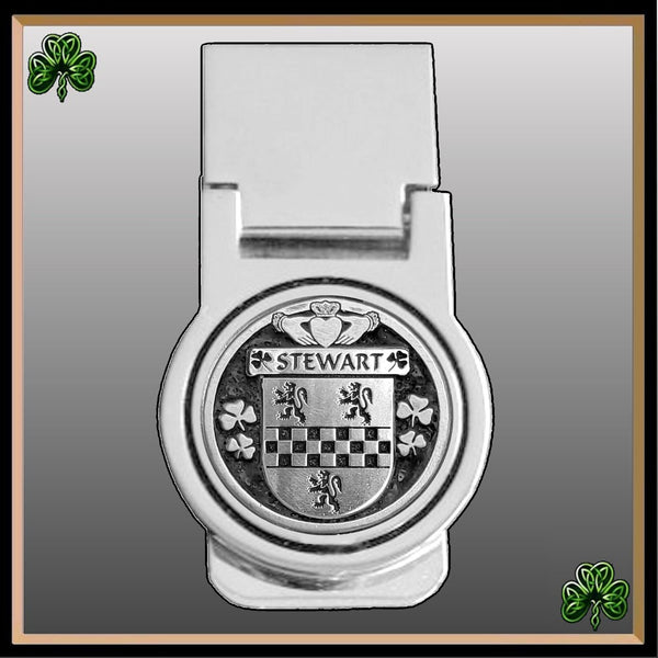 Stewart Irish Disk Coat of Arms Round Money Clip
