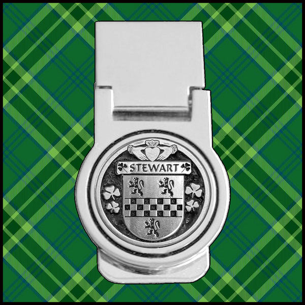 Stewart Irish Disk Coat of Arms Round Money Clip