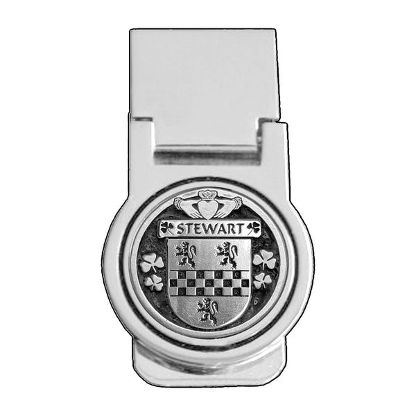 Stewart Irish Disk Coat of Arms Round Money Clip