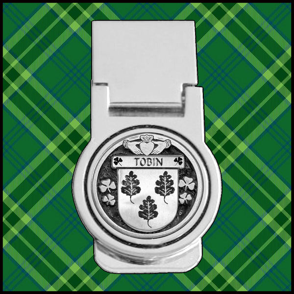 Tobin Irish Disk Coat of Arms Round Money Clip