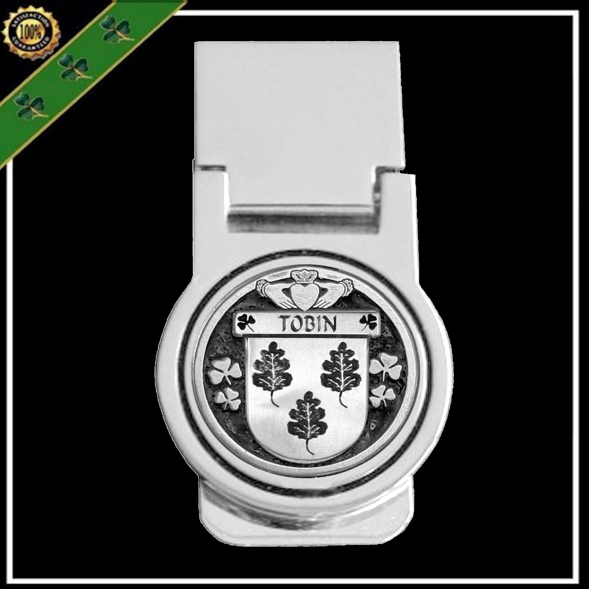 Tobin Irish Disk Coat of Arms Round Money Clip