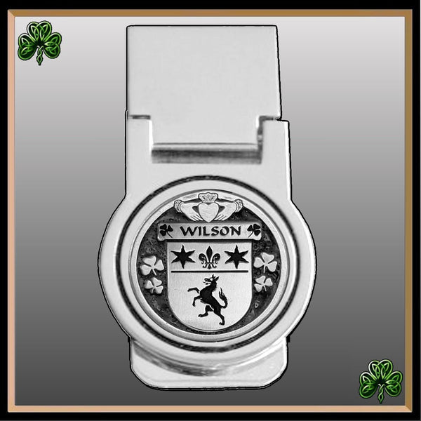 Wilson Irish Disk Coat of Arms Round Money Clip