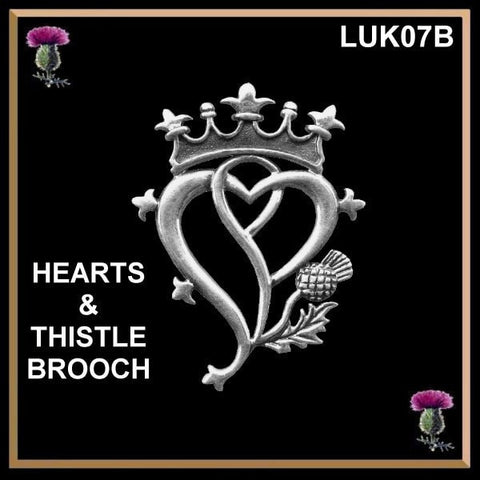 Luckenbooth Hearts and Thistle Brooch Scottish Wedding Pin