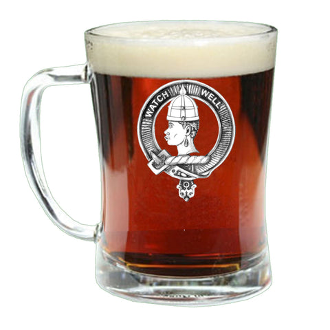 Haliburton Crest Badge Beer Mug, Scottish Glass Tankard