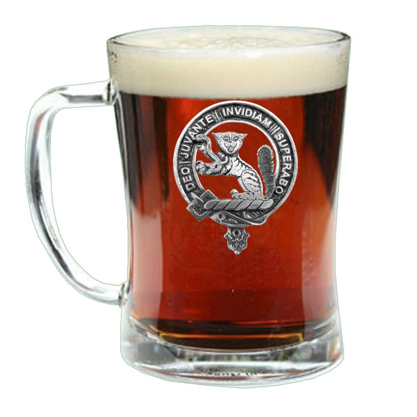 MacThomas Clan Crest Badge Glass Beer Mug