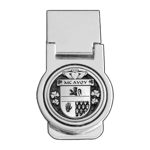 McAvoy Irish Disk Coat of Arms Round Money Clip