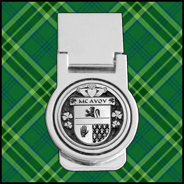 McAvoy Irish Disk Coat of Arms Round Money Clip