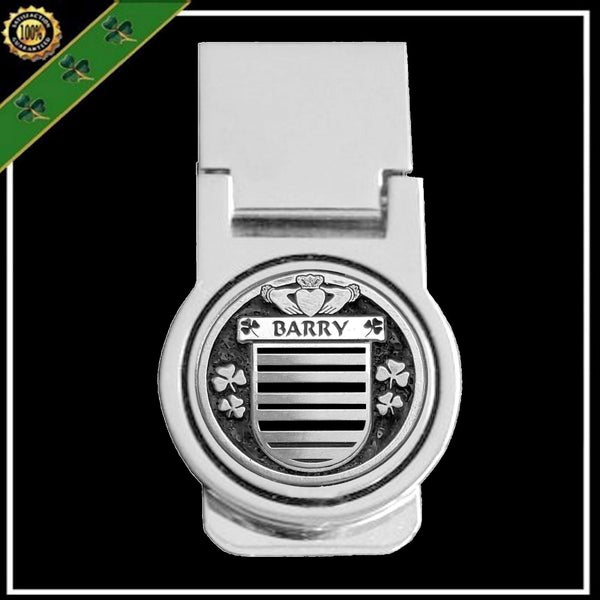 Barry Irish Disk Coat of Arms Round Money Clip