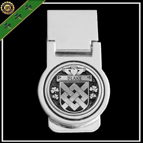 Blake Irish Disk Coat of Arms Round Money Clip