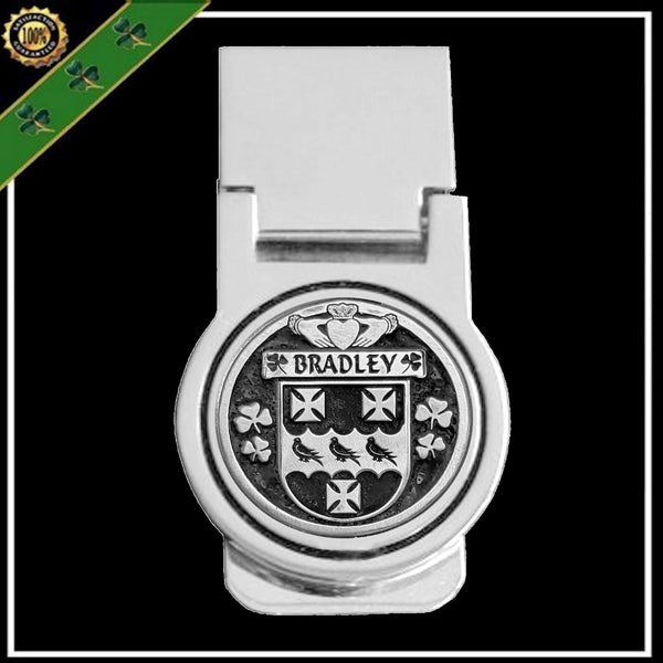 Bradley Irish Disk Coat of Arms Round Money Clip