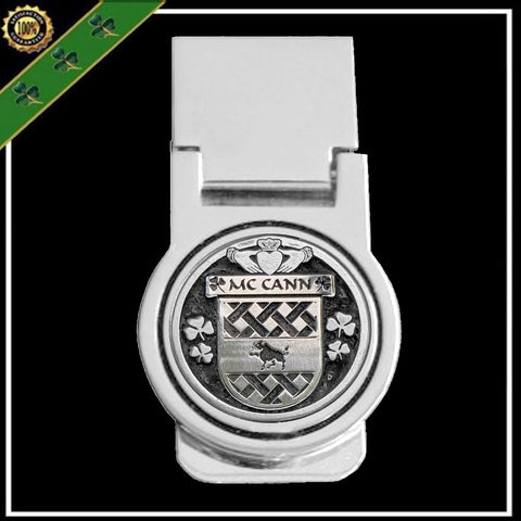 McCann Irish Disk Coat of Arms Round Money Clip