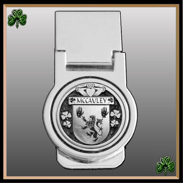 McCauley Irish Disk Coat of Arms Round Money Clip