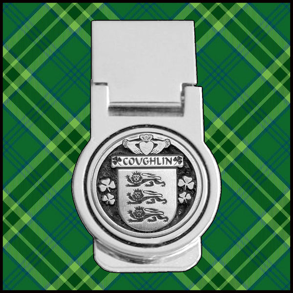 Coughlin Irish Disk Coat of Arms Round Money Clip