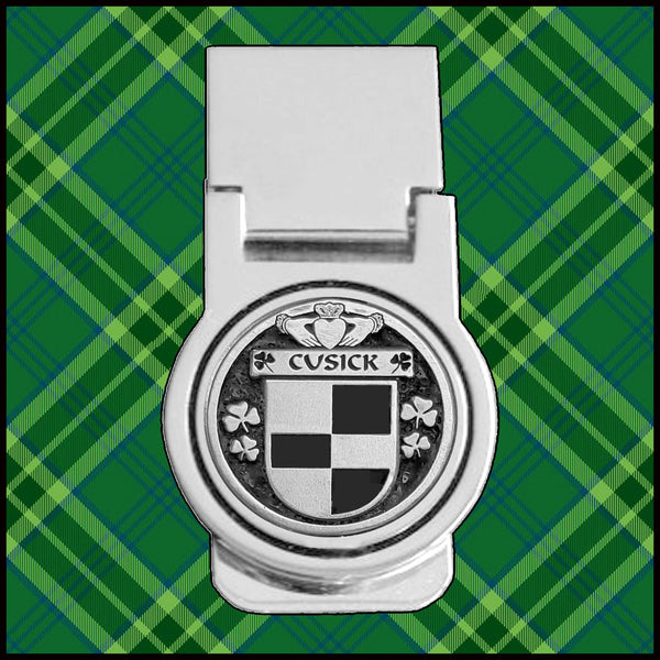 Cusick Irish Disk Coat of Arms Round Money Clip