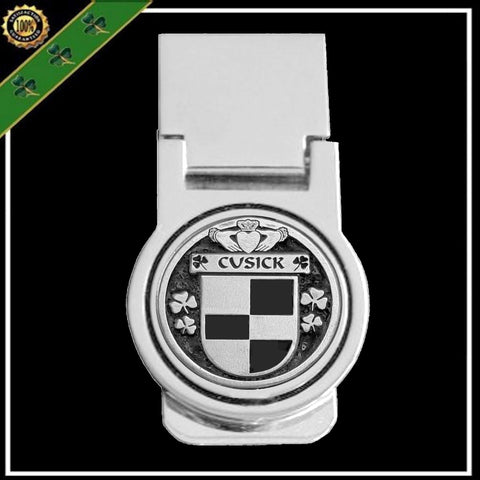 Cusick Irish Disk Coat of Arms Round Money Clip