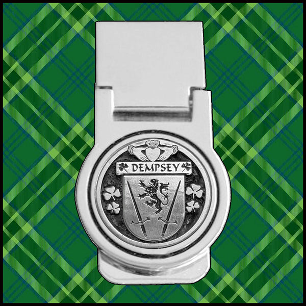 Dempsey Irish Disk Coat of Arms Round Money Clip