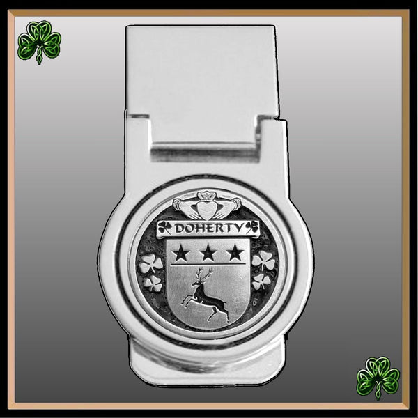 Doherty Irish Disk Coat of Arms Round Money Clip