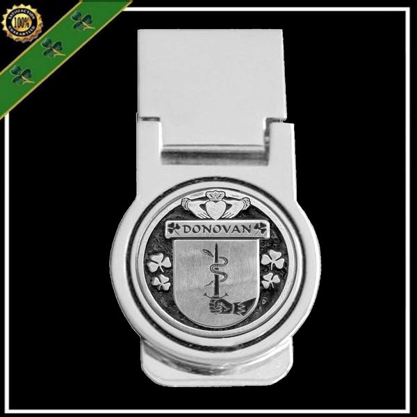 Donovan Irish Disk Coat of Arms Round Money Clip