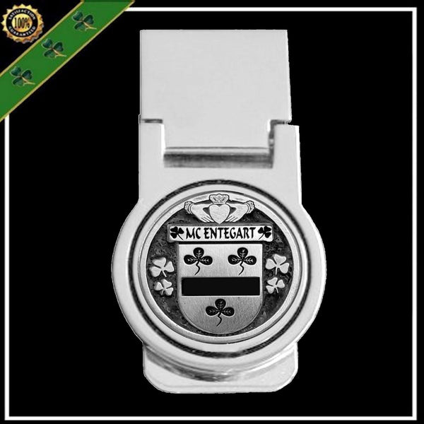 McEntegart Irish Disk Coat of Arms Round Money Clip