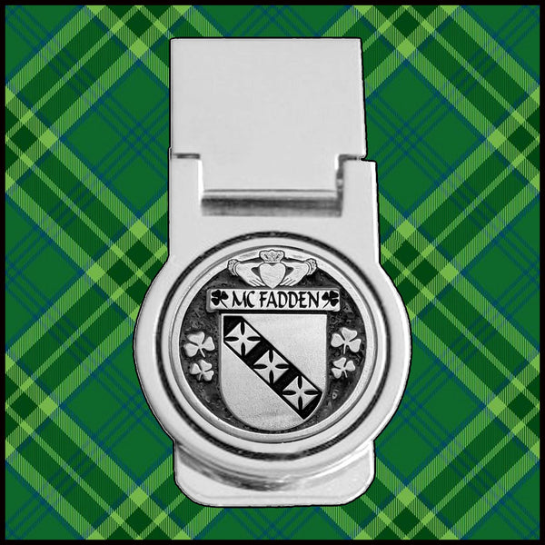 McFadden Irish Disk Coat of Arms Round Money Clip