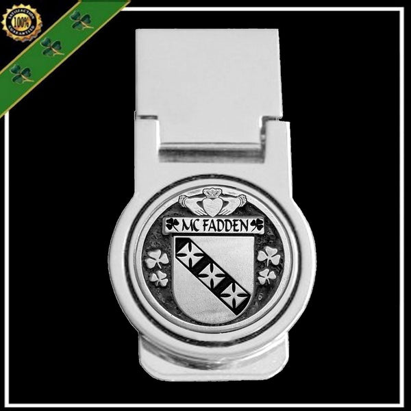 McFadden Irish Disk Coat of Arms Round Money Clip