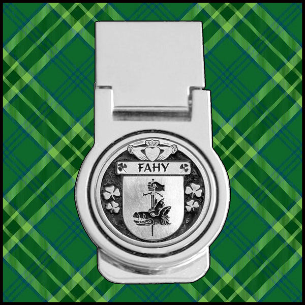 Fahy Irish Disk Coat of Arms Round Money Clip