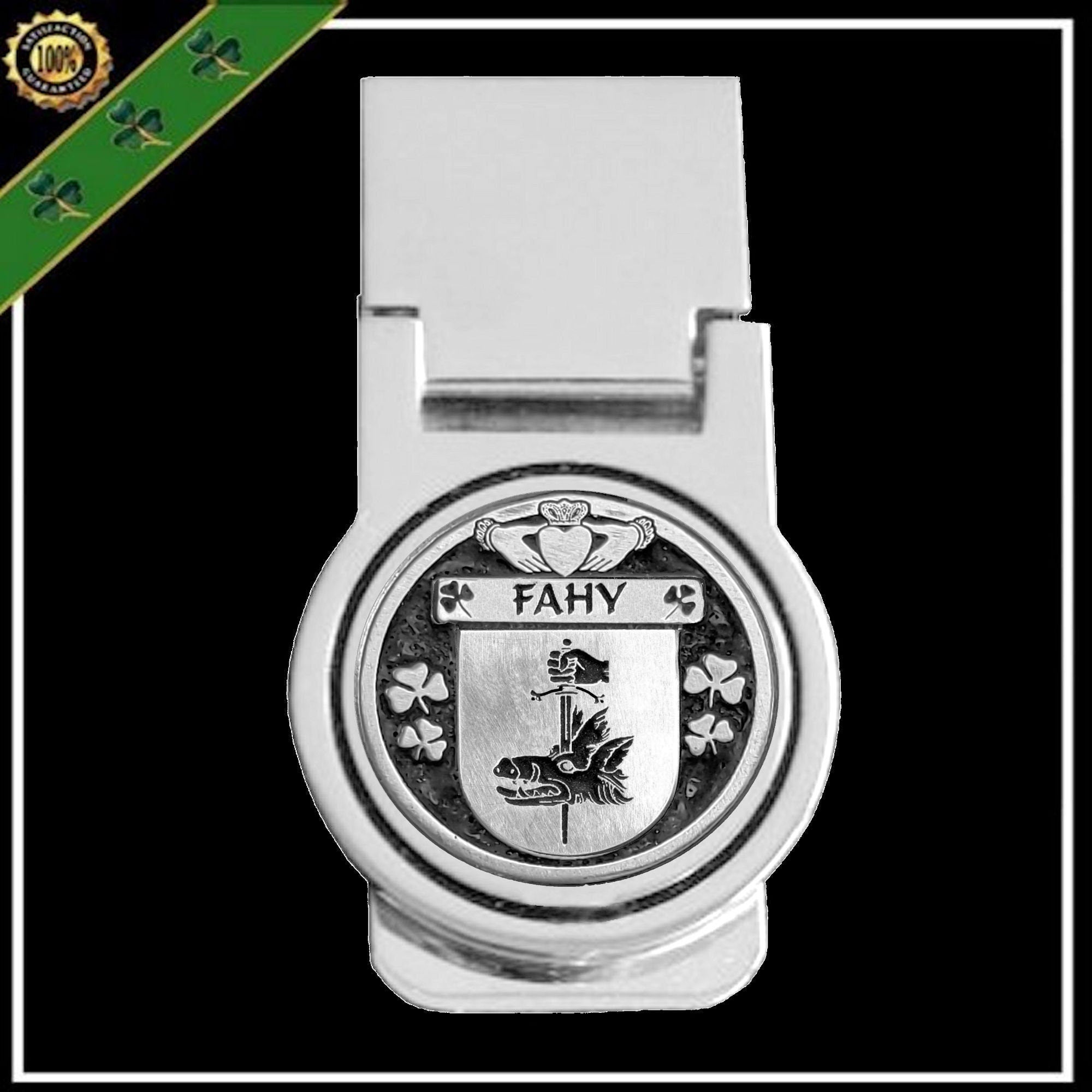 Fahy Irish Disk Coat of Arms Round Money Clip