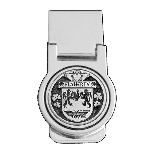 Flaherty Irish Disk Coat of Arms Round Money Clip