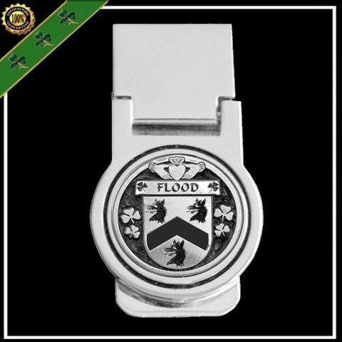 Flood Irish Disk Coat of Arms Round Money Clip