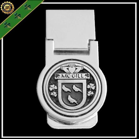 McGill Irish Disk Coat of Arms Round Money Clip