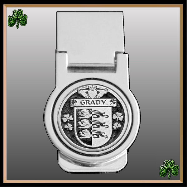 Grady Irish Disk Coat of Arms Round Money Clip