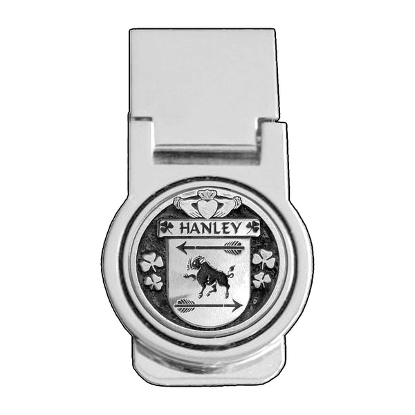 Hanley Irish Disk Coat of Arms Round Money Clip