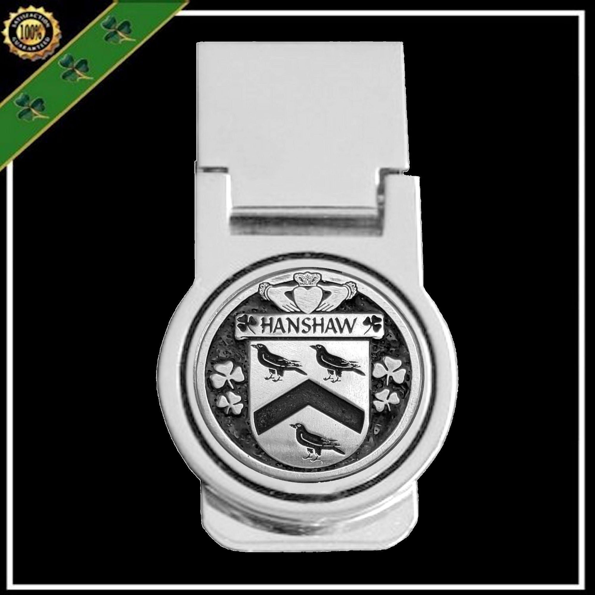 Hanshaw Irish Disk Coat of Arms Round Money Clip