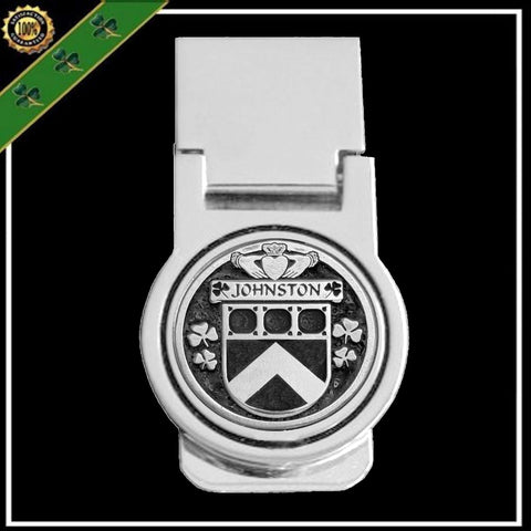 Johnston Irish Disk Coat of Arms Round Money Clip