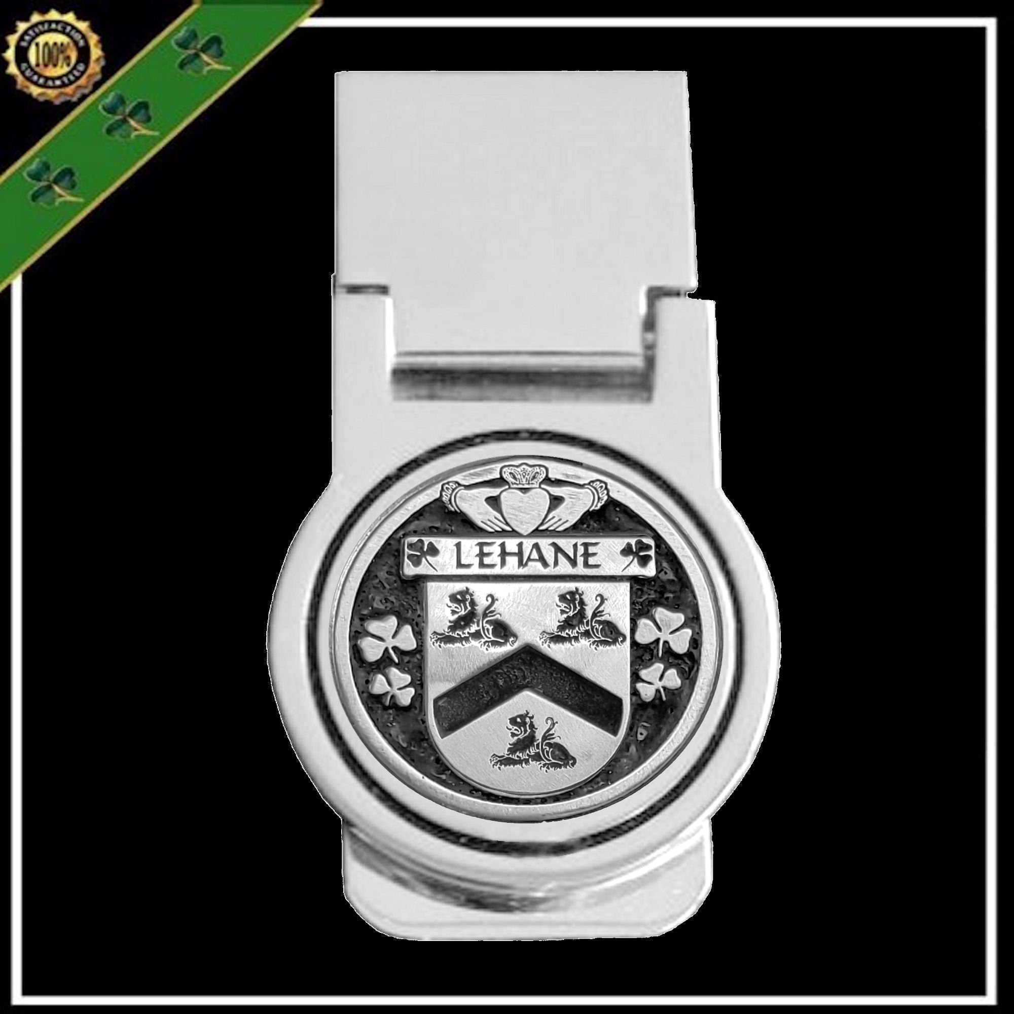 Lehane Irish Disk Coat of Arms Round Money Clip