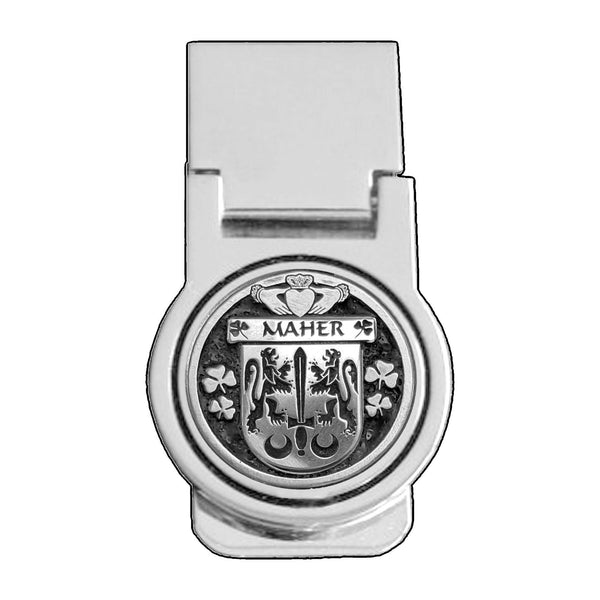 Maher Irish Disk Coat of Arms Round Money Clip