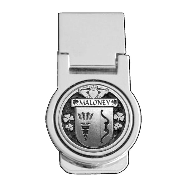 Maloney Irish Disk Coat of Arms Round Money Clip
