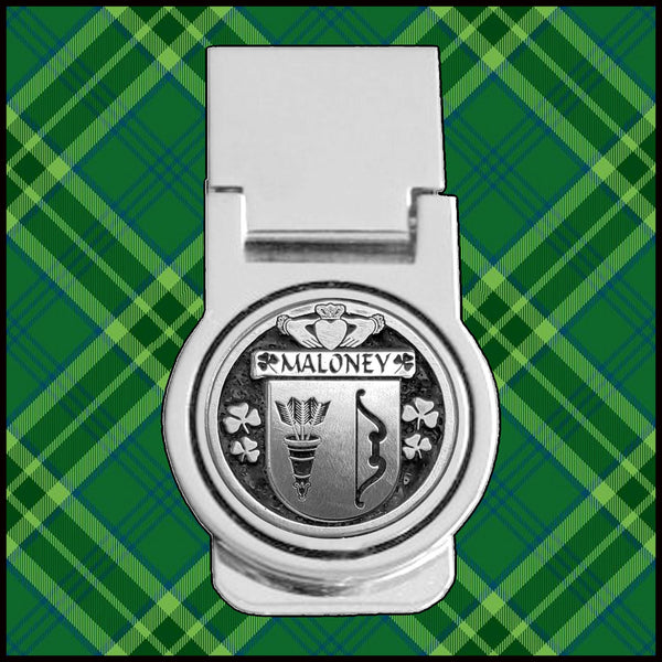 Maloney Irish Disk Coat of Arms Round Money Clip