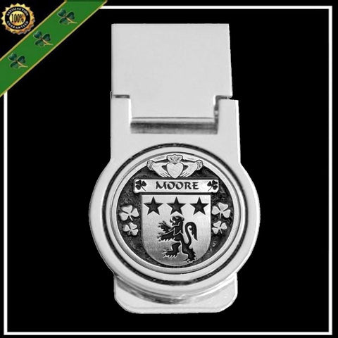 Moore Irish Disk Coat of Arms Round Money Clip