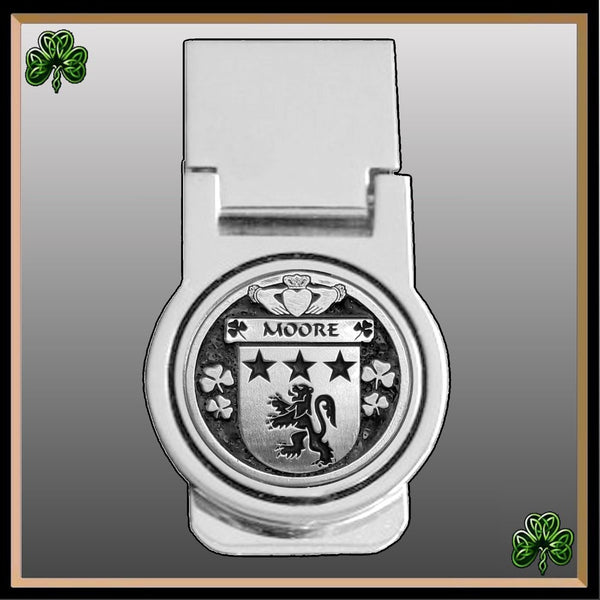 Moore Irish Disk Coat of Arms Round Money Clip